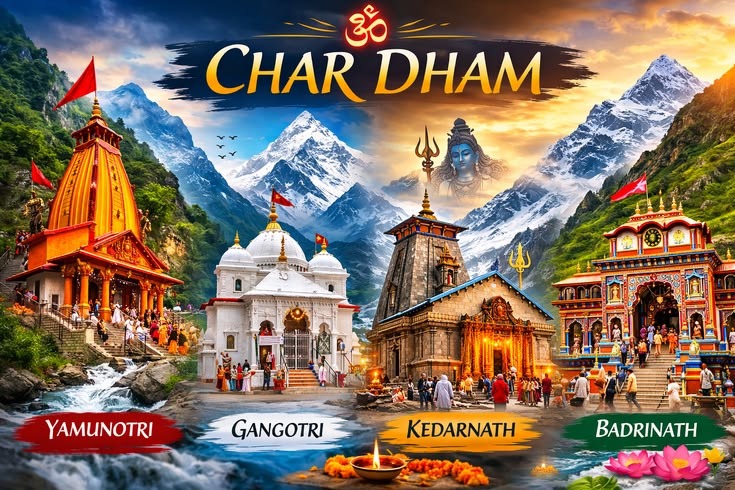 Gangotri shrine and river